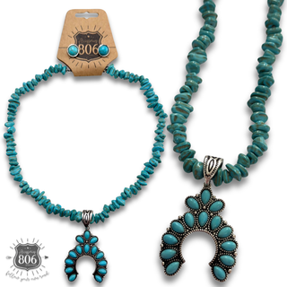 Turquoise chip western necklace