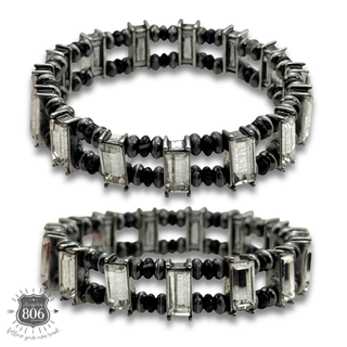 Rhinestone rectangle earring and bracelet set