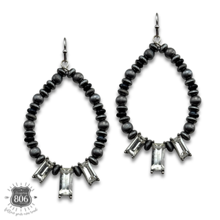 Rhinestone rectangle earring and bracelet set