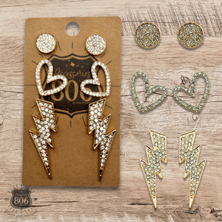 Rhinestone stud earring set
