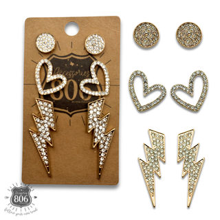 Rhinestone stud earring set