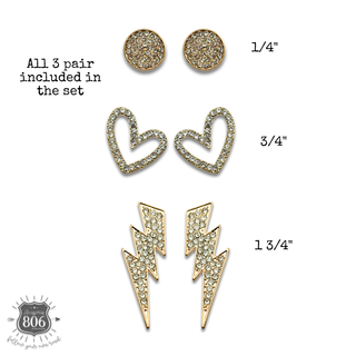 Rhinestone stud earring set