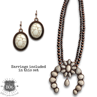 Squash blossom and Navajo pearl bead necklace set