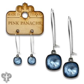 Square Austrian crystal on kidney wire earring, 10mm