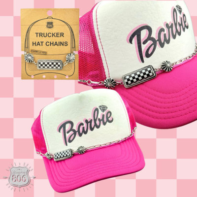 Checkerboard charm trucker hat chain