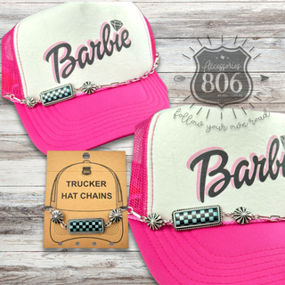 Checkerboard charm trucker hat chain