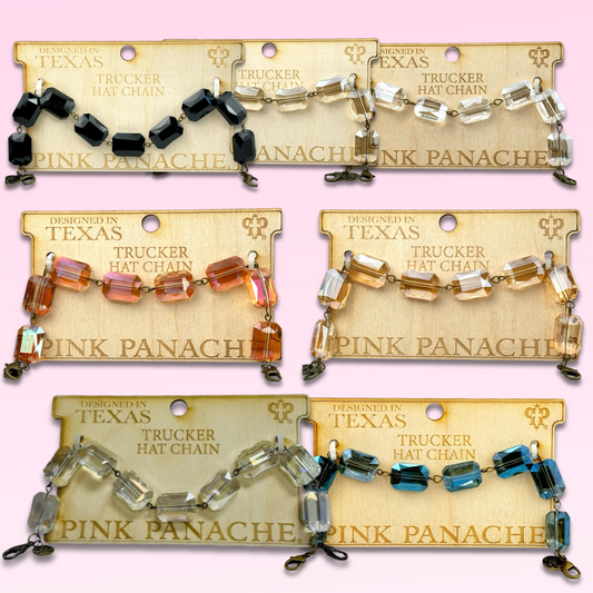 Trucker hat rectangle crystal bead chain