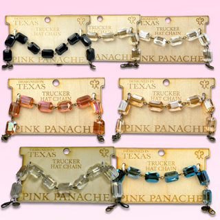 Trucker hat rectangle crystal bead chain