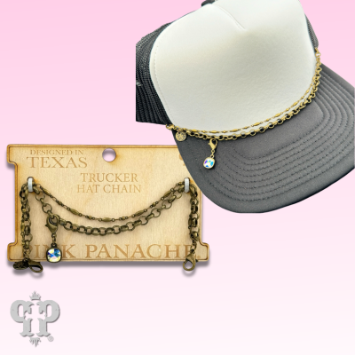 Trucker hat double chain with crystal drop