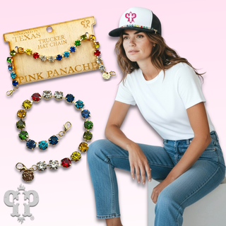 Multi-color rhinestone trucker hat chain