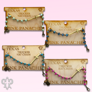 Gold cross beaded trucker hat chain