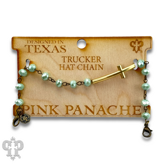Gold cross beaded trucker hat chain