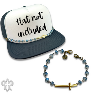 Gold cross beaded trucker hat chain