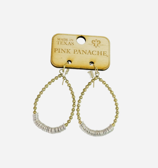 Gold and silver disc teardrop earring, last call
