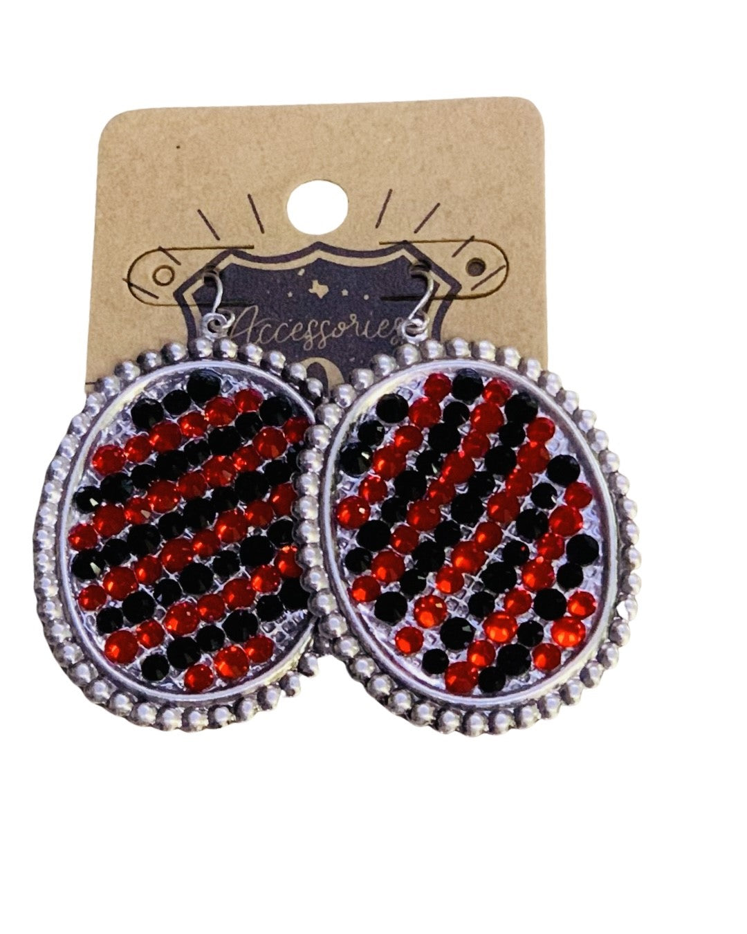 Rhinestone filled oval earring