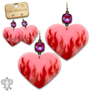 Flaming heart earring with Austrian crystal