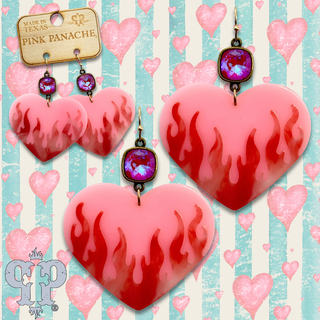 Flaming heart earring with Austrian crystal