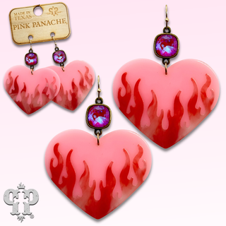 Flaming heart earring with Austrian crystal