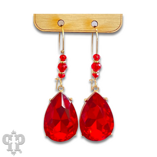 Teardrop on decorative gold kidney wire earring
