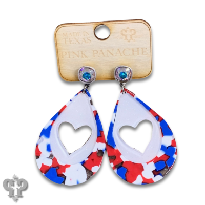 Patriotic heart, Austrian crystal earring, last call