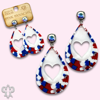 Patriotic heart, Austrian crystal earring, last call