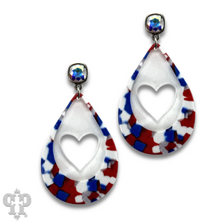 Patriotic heart, Austrian crystal earring, last call