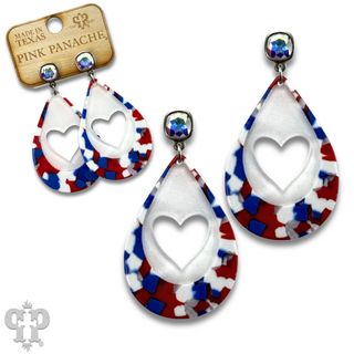 Patriotic heart, Austrian crystal earring, last call