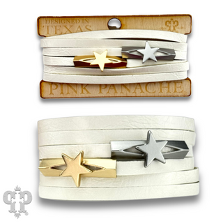 White leather magnetic bracelet