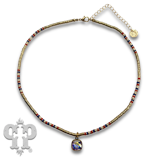 Patriotic bead necklace, Austrian crystal - LC