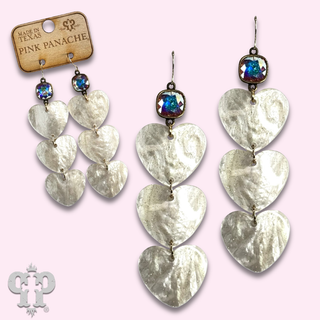 Triple acrylic heart earring, Austrian crystal - LC
