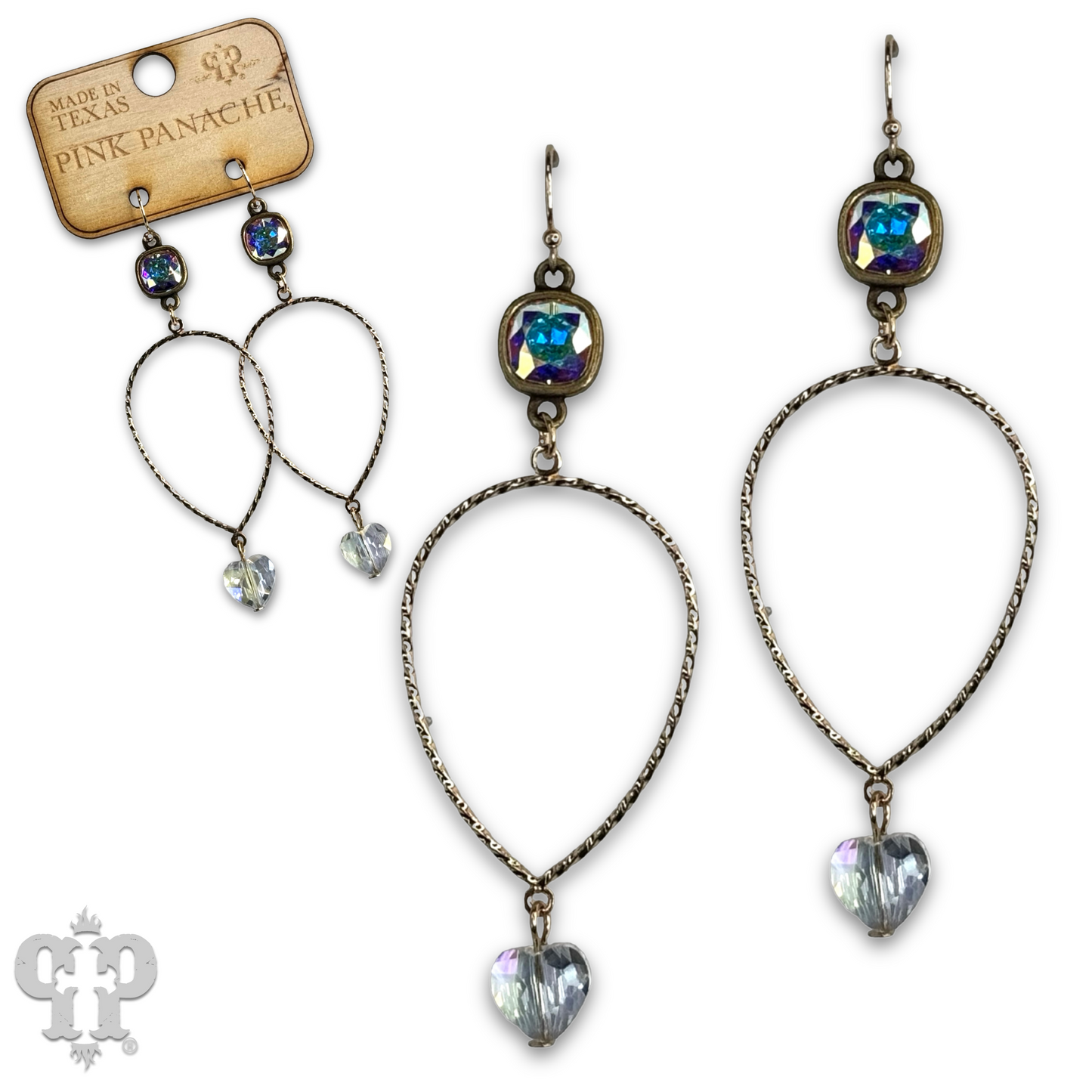 Crystal heart teardrop earring with Austrian crystal