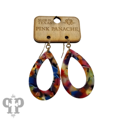Multi-color acrylic teardrop earring, last call