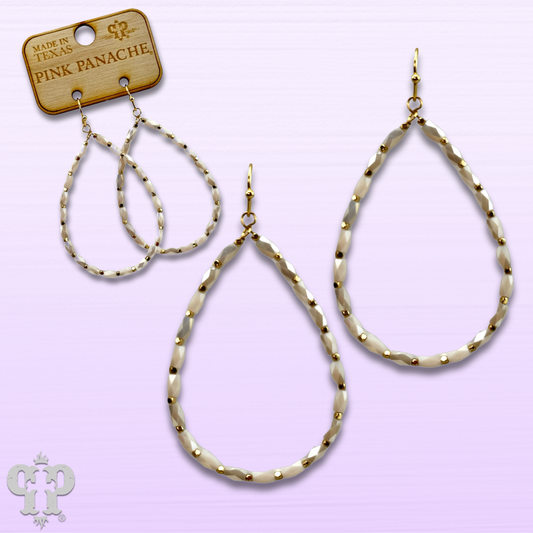 Blush rice bead teardrop earring, last call