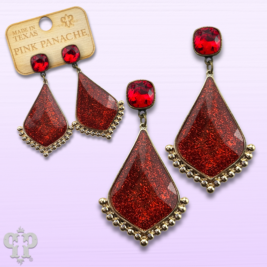 Red moroccan teardrop earring, Austrian crystal, last call