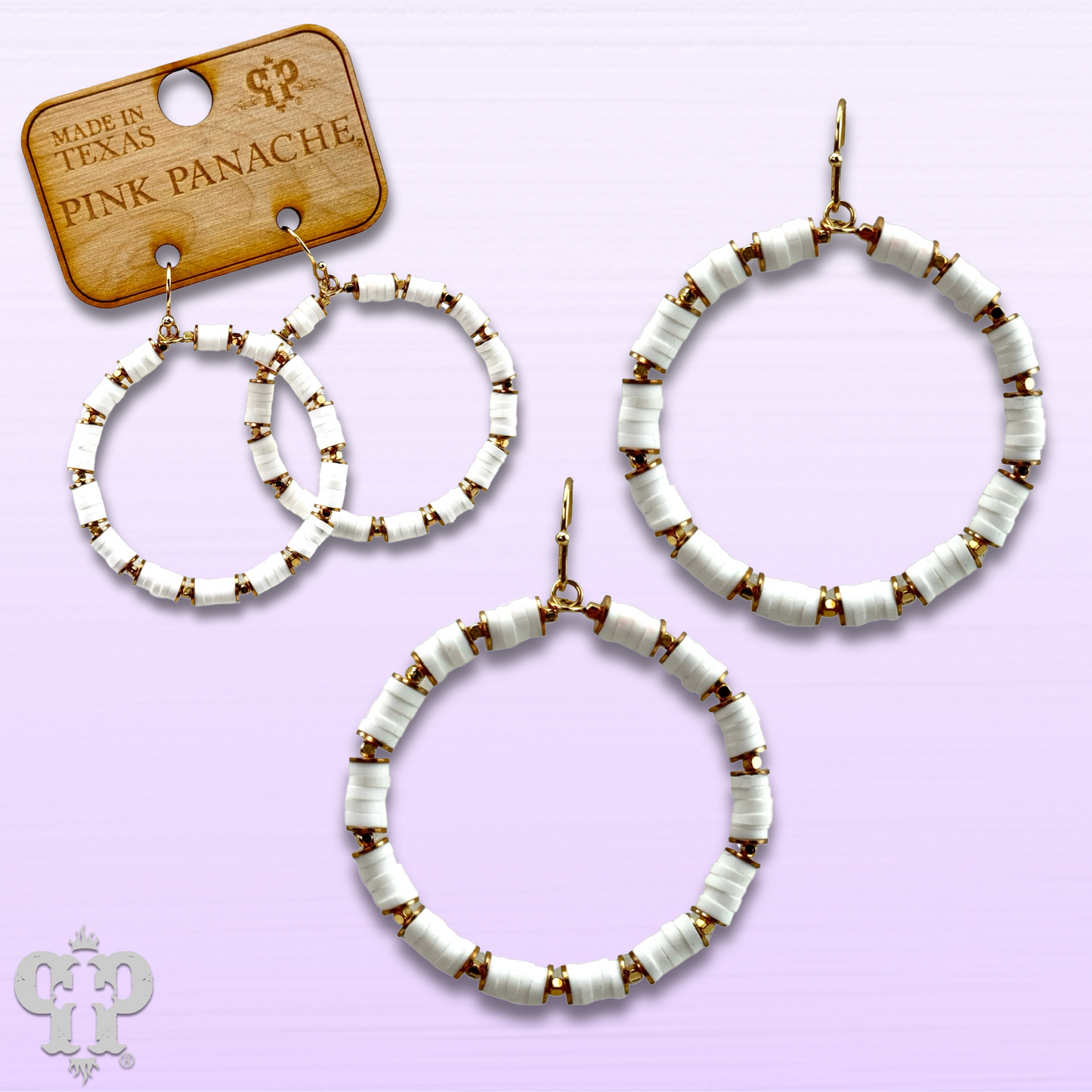 White rubber bead circle earring, last call