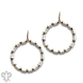 White rubber bead circle earring