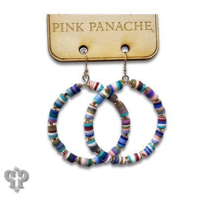 Multi-color rubber disc circle earring, last call