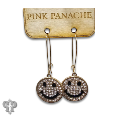 Gold happy face disc earring, last call