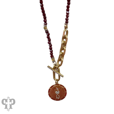Red bead love coin necklace, last call
