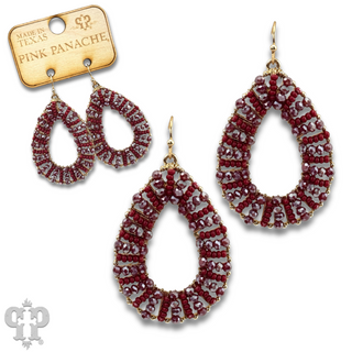 Burgundy red beaded teardrop earring, last call
