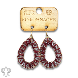 Burgundy red beaded teardrop earring, last call