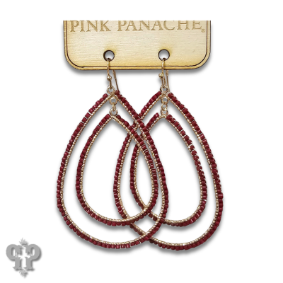 Red bead double teardrop earring, last call
