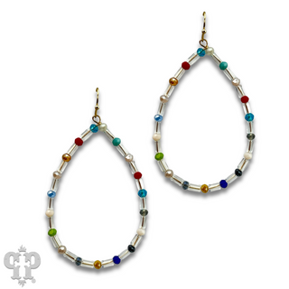 Multi-color, clear bead teardrop earring, last call