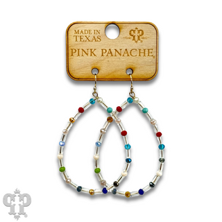 Multi-color, clear bead teardrop earring, last call
